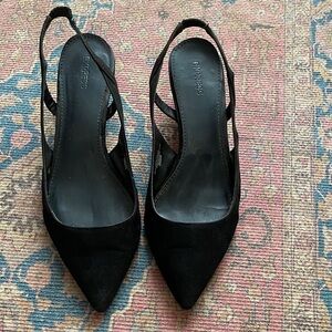 Express Elegant Black Slingback Heels